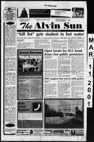 Primary view of object titled 'The Alvin Sun (Alvin, Tex.), Vol. 110, No. 21, Ed. 1 Monday, March 12, 2001'.