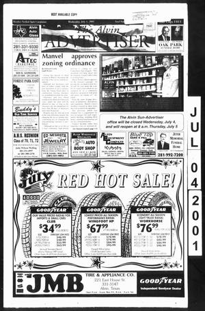Primary view of object titled 'The Alvin Advertiser (Alvin, Tex.), Ed. 1 Wednesday, July 4, 2001'.