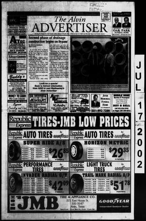 Primary view of object titled 'The Alvin Advertiser (Alvin, Tex.), Ed. 1 Wednesday, July 17, 2002'.