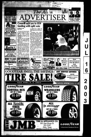 The Alvin Advertiser (Alvin, Tex.), Ed. 1 Wednesday, July 16, 2003