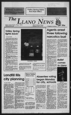 Primary view of object titled 'The Llano News (Llano, Tex.), Vol. 100, No. 26, Ed. 1 Thursday, April 19, 1990'.