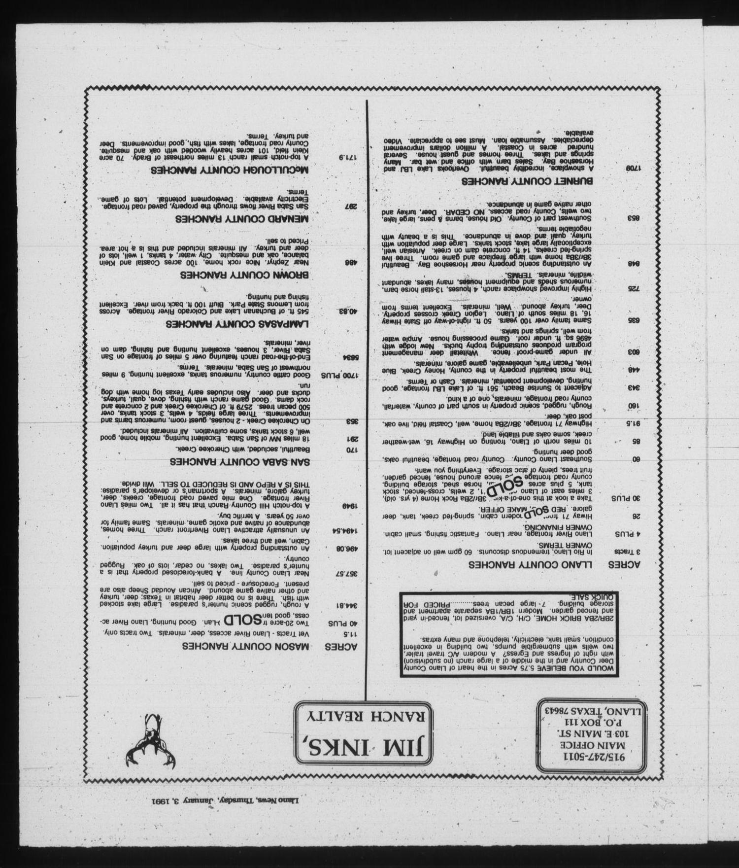 The Llano News (Llano, Tex.), Vol. 101, No. 11, Ed. 1 Thursday, January 3, 1991
                                                
                                                    [Sequence #]: 14 of 19
                                                
