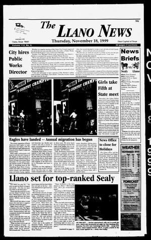 Primary view of object titled 'The Llano News (Llano, Tex.), Vol. 112, No. 6, Ed. 1 Thursday, November 18, 1999'.
