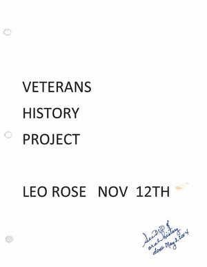 Oral History Interview with Leo Rose, November 12, 2011