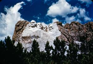 [Mount Rushmore Pictured From Below]
