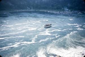 Primary view of object titled '[Aerial View of a Boat in Niagara Falls]'.