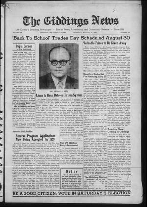 The Giddings News (Giddings, Tex.), Vol. 69, No. 39, Ed. 1 Thursday, August 21, 1958