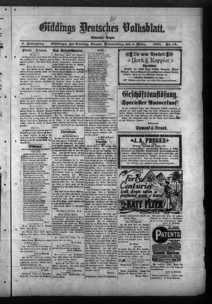 Giddings Deutsches Volksblatt. (Giddings, Tex.), Vol. 6, No. 24, Ed. 1 Thursday, March 9, 1905