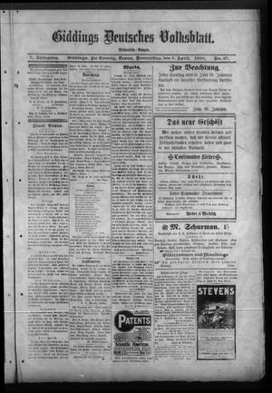 Giddings Deutsches Volksblatt. (Giddings, Tex.), Vol. 7, No. 27, Ed. 1 Thursday, April 5, 1906