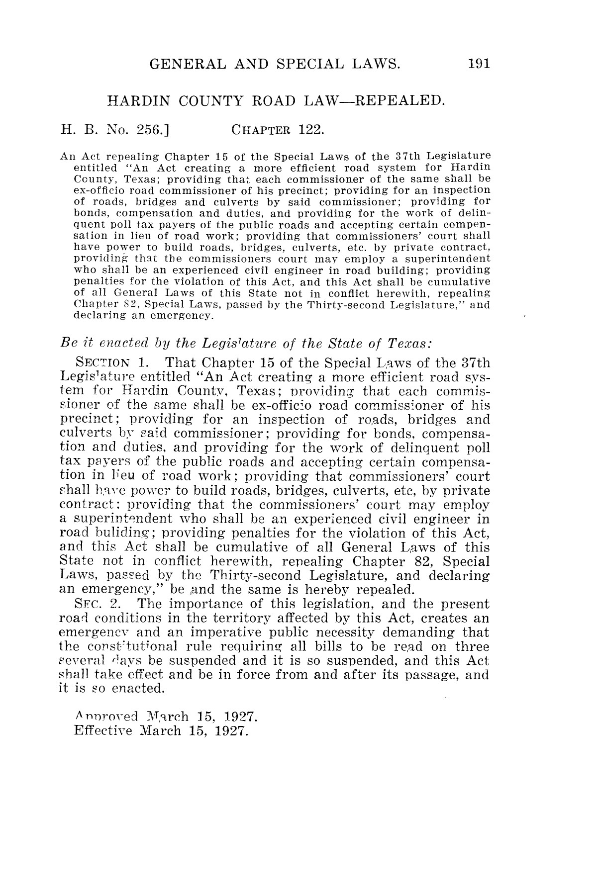 The Laws of Texas, 1927 [Volume 25]
                                                
                                                    [Sequence #]: 207 of 1111
                                                