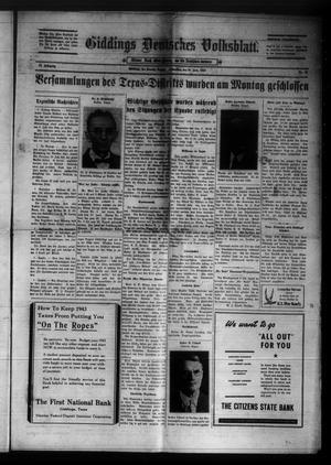 Primary view of Giddings Deutsches Volksblatt. (Giddings, Tex.), Vol. 43, No. 13, Ed. 1 Thursday, June 25, 1942