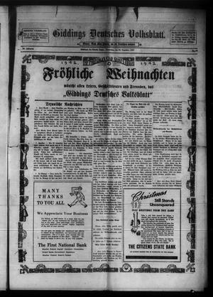 Giddings Deutsches Volksblatt. (Giddings, Tex.), Vol. 43, No. 38, Ed. 1 Thursday, December 24, 1942