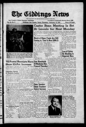 The Giddings News (Giddings, Tex.), Vol. 65, No. 9, Ed. 1 Thursday, February 12, 1953