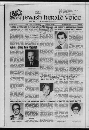 Primary view of object titled 'The Jewish Herald-Voice (Houston, Tex.), Vol. 66, No. 9, Ed. 1 Thursday, June 6, 1974'.