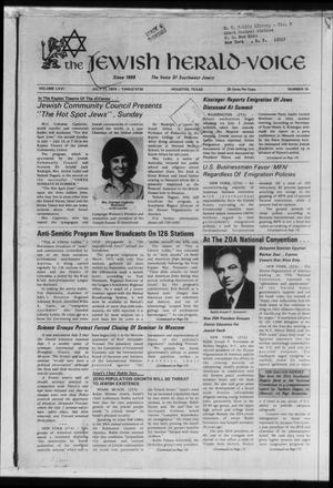 Primary view of object titled 'The Jewish Herald-Voice (Houston, Tex.), Vol. 66, No. 14, Ed. 1 Thursday, July 11, 1974'.
