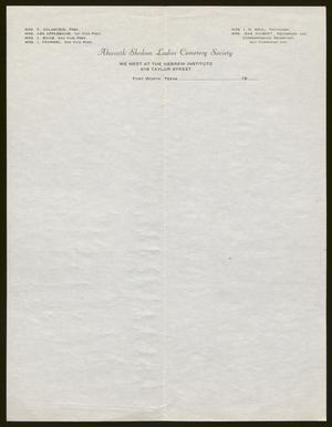 Primary view of object titled '[Letterhead for Ahavath Sholom Ladies Cemetery Society]'.