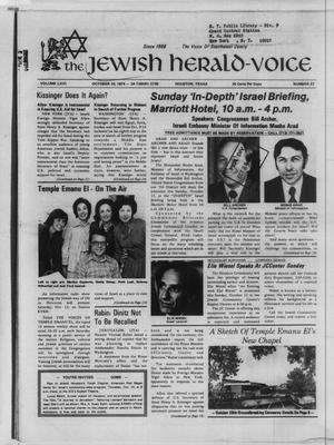 The Jewish Herald-Voice (Houston, Tex.), Vol. 66, No. 27, Ed. 1 Thursday, October 10, 1974