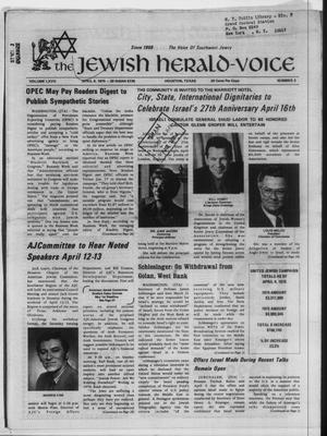 The Jewish Herald-Voice (Houston, Tex.), Vol. 67, No. 3, Ed. 1 Wednesday, April 9, 1975