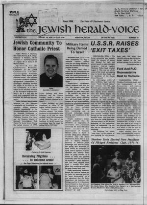 Primary view of object titled 'The Jewish Herald-Voice (Houston, Tex.), Vol. 66, No. 21, Ed. 1 Wednesday, August 13, 1975'.