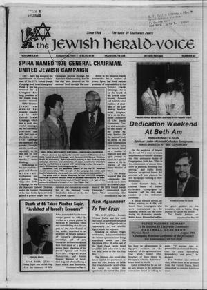 Primary view of object titled 'The Jewish Herald-Voice (Houston, Tex.), Vol. 66, No. 22, Ed. 1 Wednesday, August 20, 1975'.