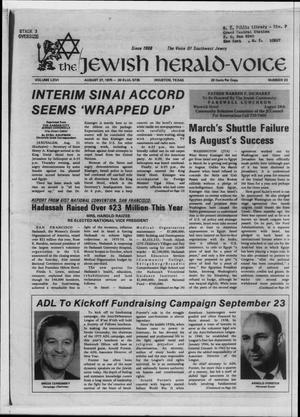 Primary view of object titled 'The Jewish Herald-Voice (Houston, Tex.), Vol. 66, No. 23, Ed. 1 Wednesday, August 27, 1975'.