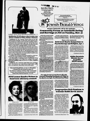 Primary view of object titled 'Jewish Herald-Voice (Houston, Tex.), Vol. 78, No. 50, Ed. 1 Thursday, March 19, 1987'.