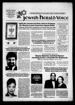Primary view of object titled 'Jewish Herald-Voice (Houston, Tex.), Vol. 84, No. 33, Ed. 1 Thursday, November 26, 1992'.