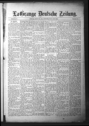Primary view of object titled 'La Grange Deutsche Zeitung. (La Grange, Tex.), Vol. 17, No. 46, Ed. 1 Thursday, June 27, 1907'.