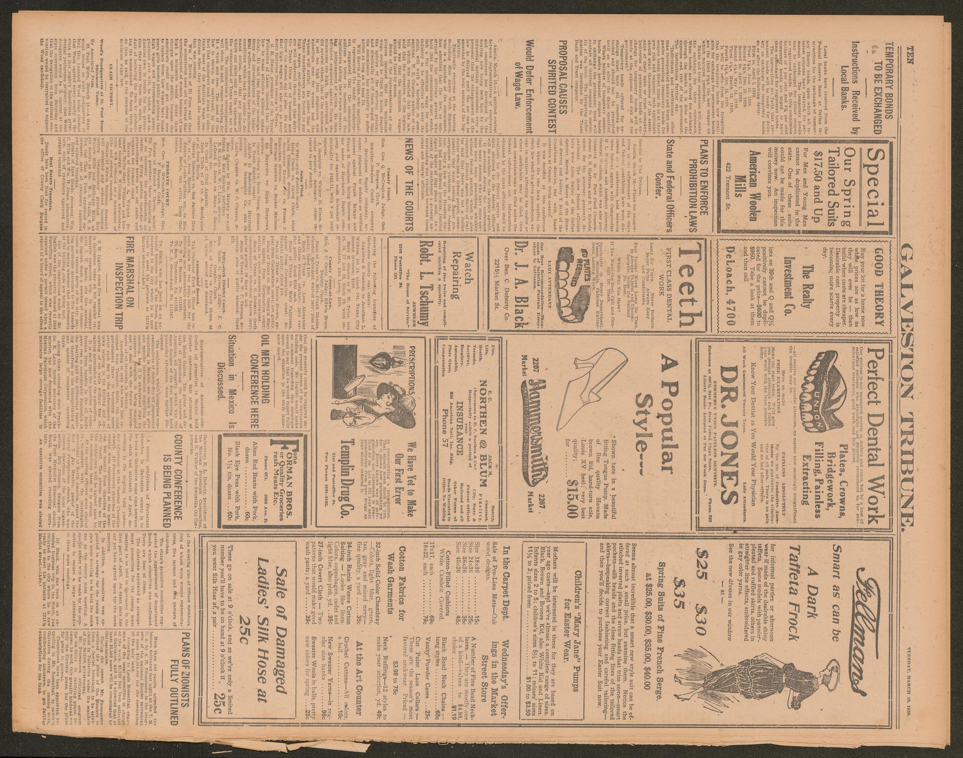 Galveston Tribune. (Galveston, Tex.), Vol. 40, No. 95, Ed. 1 Tuesday, March 16, 1920
                                                
                                                    [Sequence #]: 10 of 14
                                                