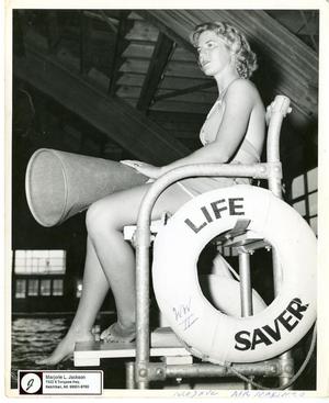 Primary view of object titled '[Marjorie Jackson on Duty as Lifeguard]'.