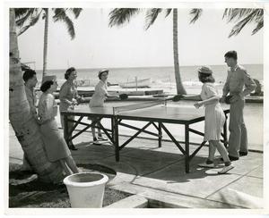 Primary view of object titled '[Members of the Women's Auxiliary Corps Playing Tabletop Tennis]'.
