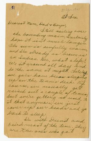 [Letter from Agnes Langley Niernberger, April 27, 1945]
