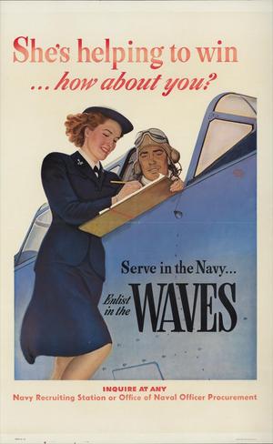 [Waves Recruitment Poster: She's Helping to Win... How About You?]