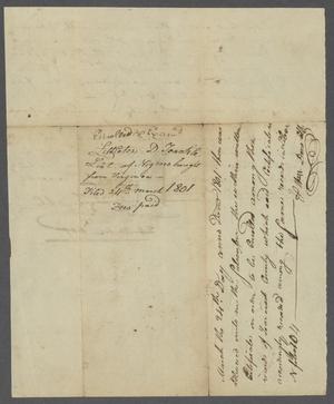 Primary view of object titled '[Legal document for moving two enslaved people from Virginia to Maryland]'.