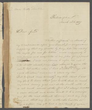 Primary view of object titled '[Letter from William White Bancker to his Aunt Hetty Teackle - March 28, 1837]'.