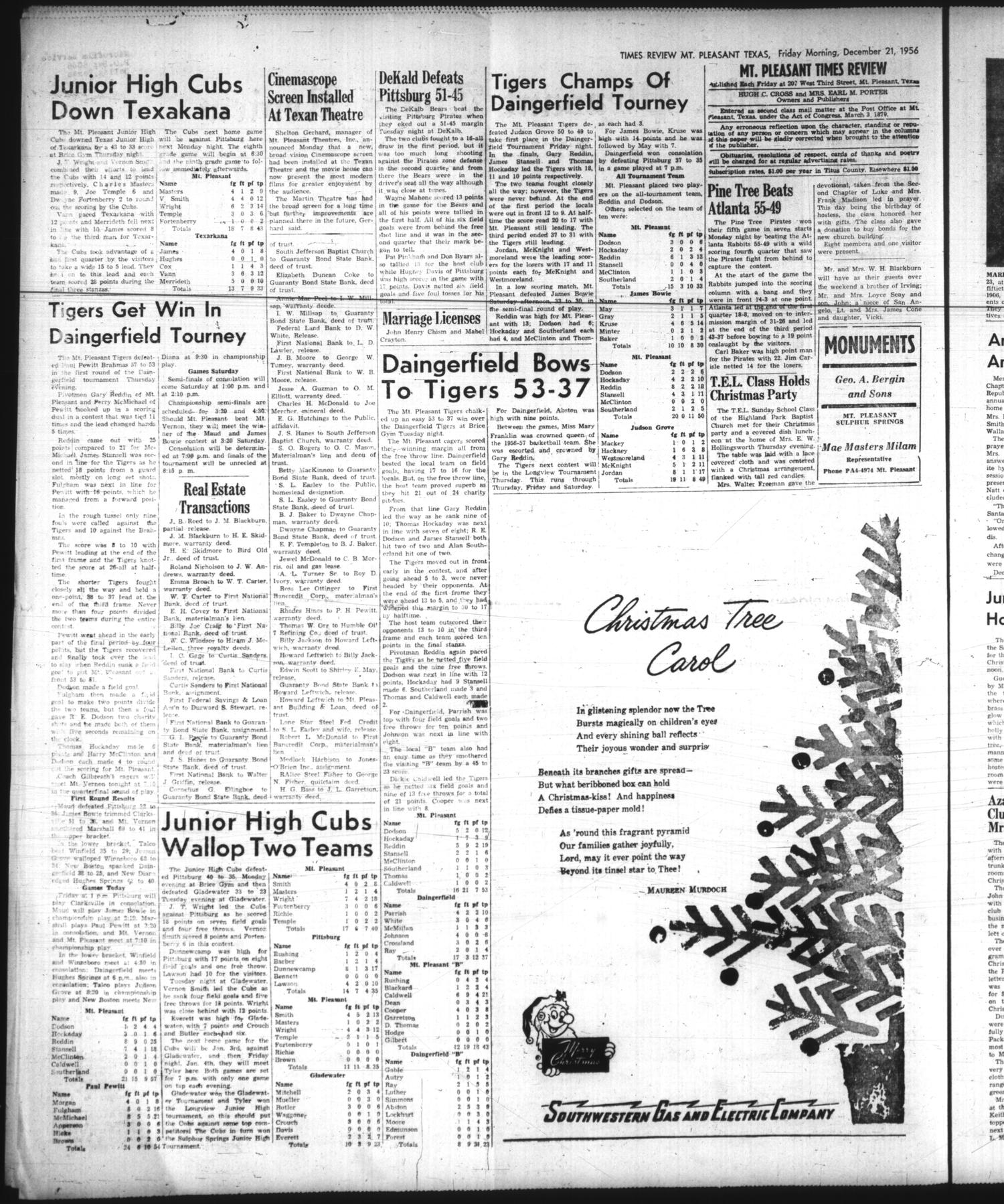 Mt. Pleasant Times Review (Mount Pleasant, Tex.), Vol. 83, No. 41, Ed. 1 Friday, December 21, 1956
                                                
                                                    [Sequence #]: 2 of 8
                                                