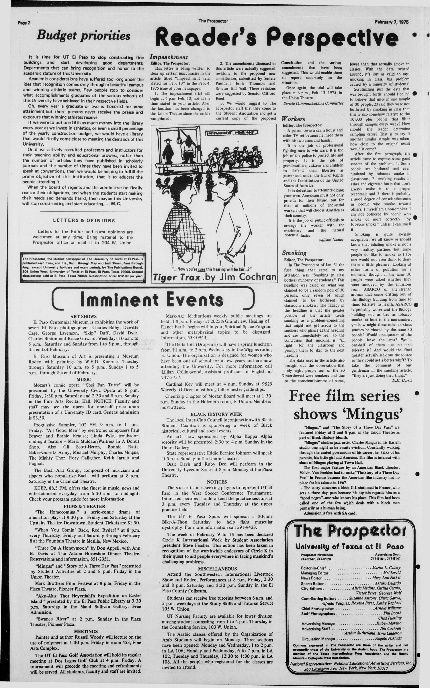 The Prospector (El Paso, Tex.), Vol. 41, No. 44, Ed. 1 Friday, February 7, 1975
                                                
                                                    [Sequence #]: 2 of 8
                                                