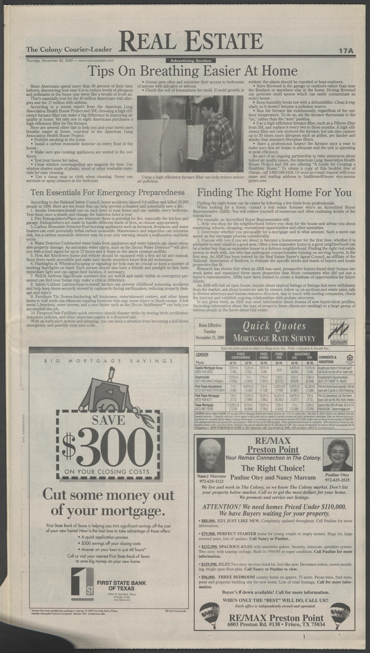 The Colony Courier-Leader (The Colony, Tex.), Vol. 19, No. 42, Ed. 1 Thursday, November 30, 2000
                                                
                                                    [Sequence #]: 17 of 39
                                                