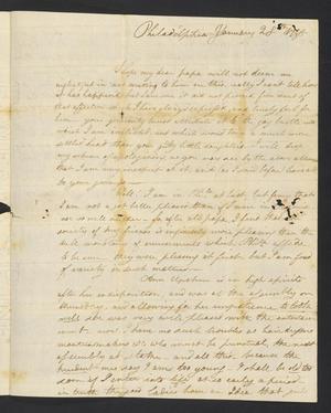 Primary view of object titled '[Letter from Elizabeth Upshur Teackle to her step-father, John Upshur of Brownsville - January 28, 1800]'.
