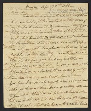 Primary view of object titled '[Letter from Elizabeth Upshur Teackle to her sister, Ann Upshur Eyre  - April 25, 1800]'.