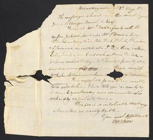 Primary view of object titled '[Letter from Elizabeth Upshur Teackle to her sister Ann Upshur Eyre - May 28, 1800]'.