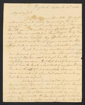 Primary view of object titled '[Letter from Elizabeth Upshur Teackle to her sister Ann Upshur Eyre - September 21, 1800]'.