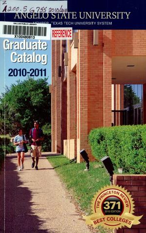 Primary view of object titled 'Catalog of Angelo State University, 2010-2011, Graduate'.