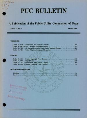PUC Bulletin, Volume 14, Number 2, October 1988