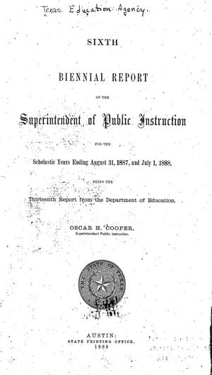 Texas Superintendent of Public Instruction Biennial Report: 1887-1888