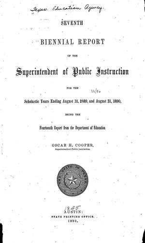 Primary view of object titled 'Texas Superintendent of Public Instruction Biennial Report: 1889-1890'.