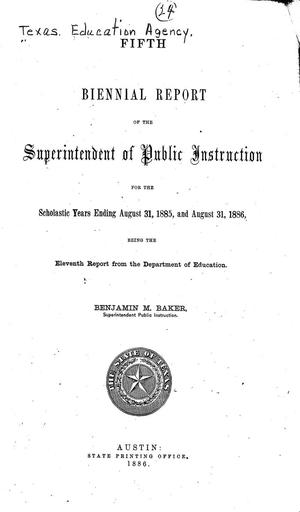 Texas Superintendent of Public Instruction Biennial Report: 1885-1886