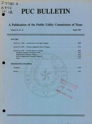 PUC Bulletin, Volume 14, Number 12, August 1989