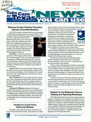 Primary view of object titled 'Take Care of Texas: News You Can Use, April 2008'.