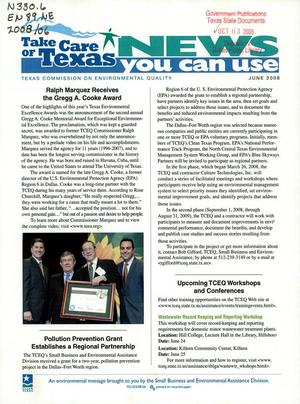 Primary view of object titled 'Take Care of Texas: News You Can Use, June 2008'.